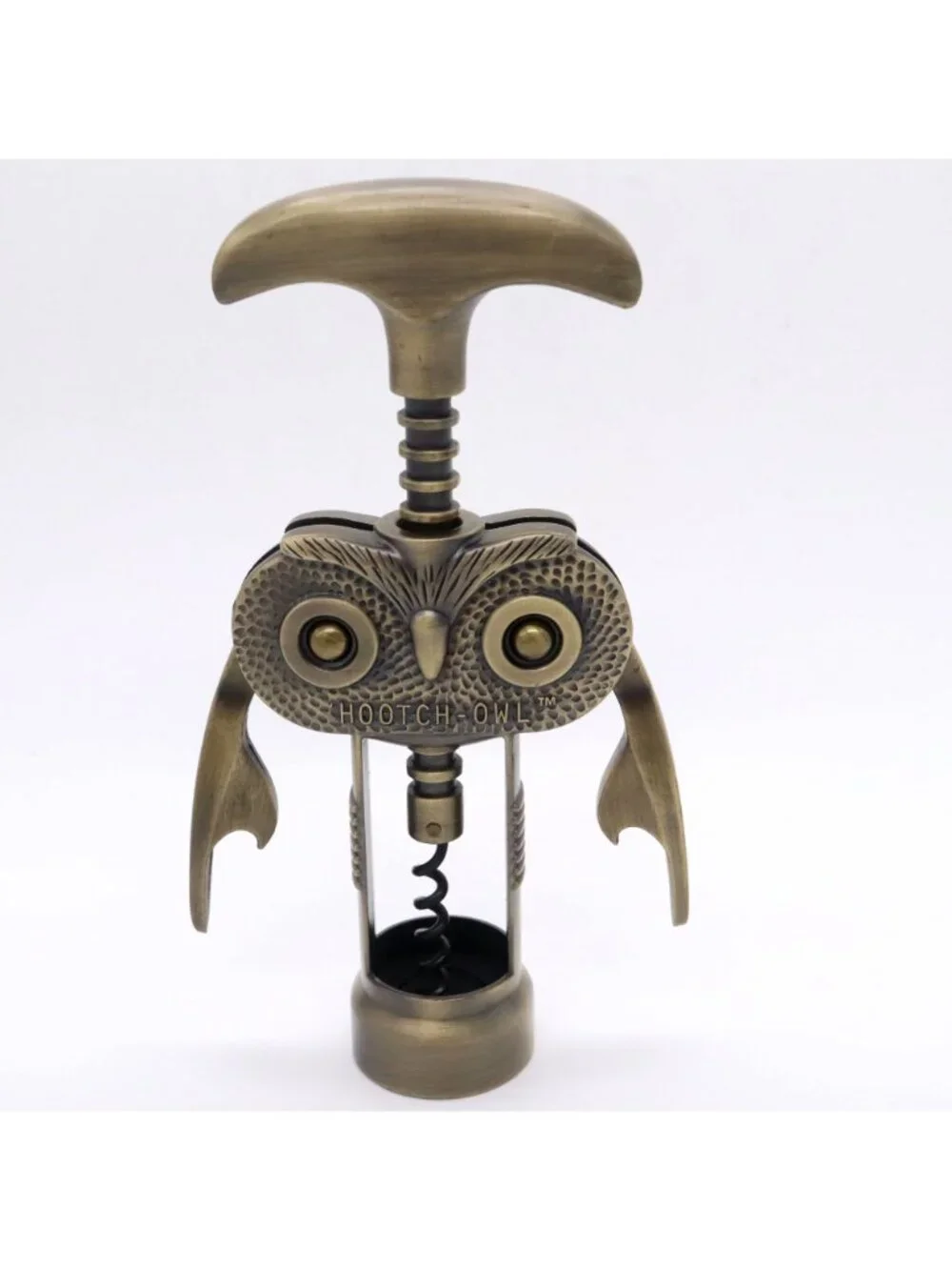 Hootch Owl Corkscrew Wine Bottle Opener 8” Richard Smythe Heavy Cast Metal